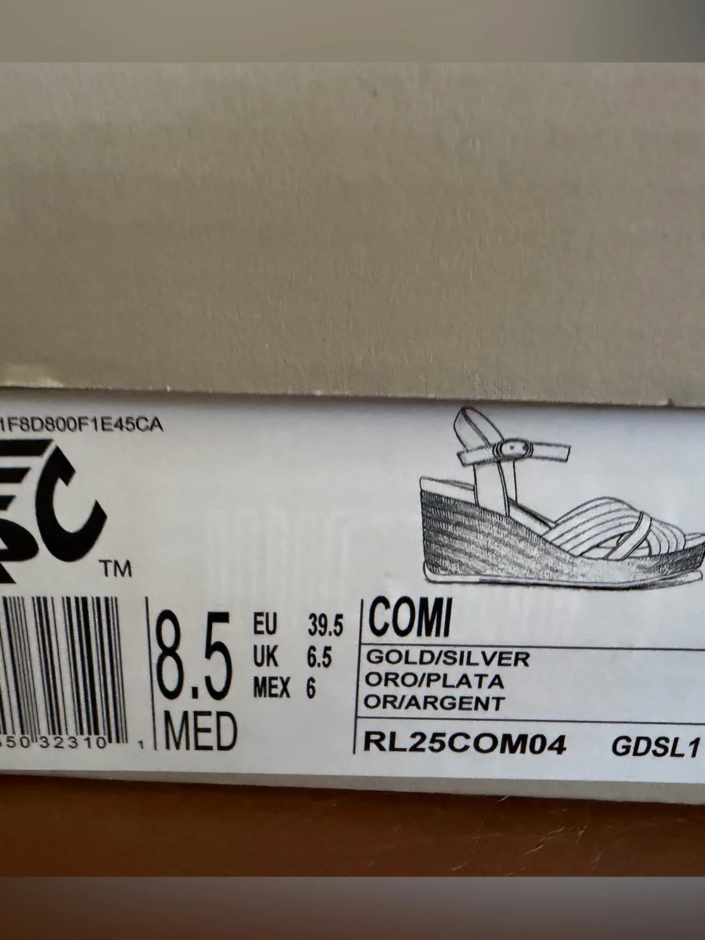 Kenneth Cole Metallic Gold and Silver Espadrille Wedge Sandals 8.5